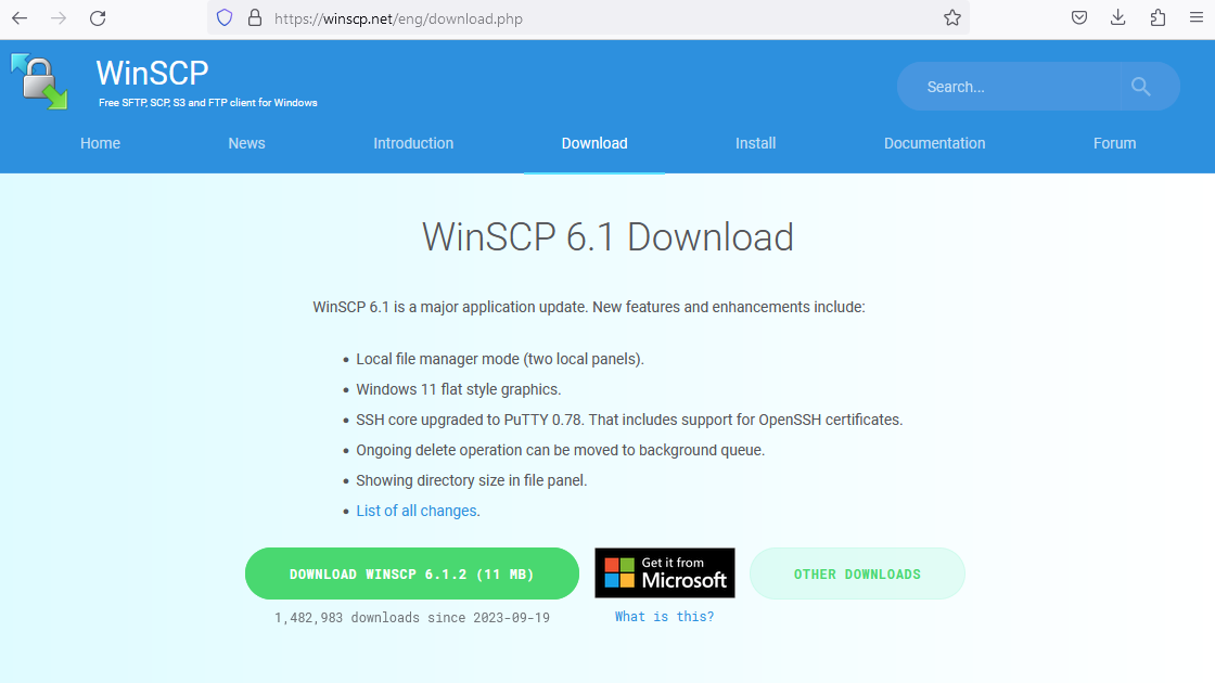 WinSCP-Downloadseite