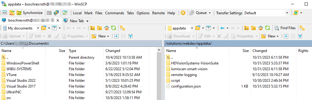 WinSCP-Pfad auf solutions/webdav/appdata