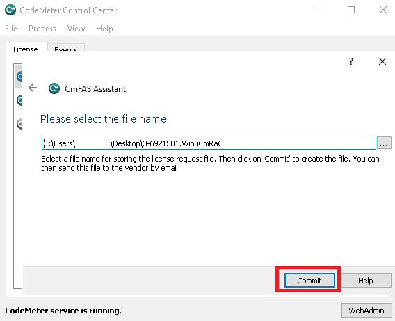 CmFAS Assistant with the file name of the request file