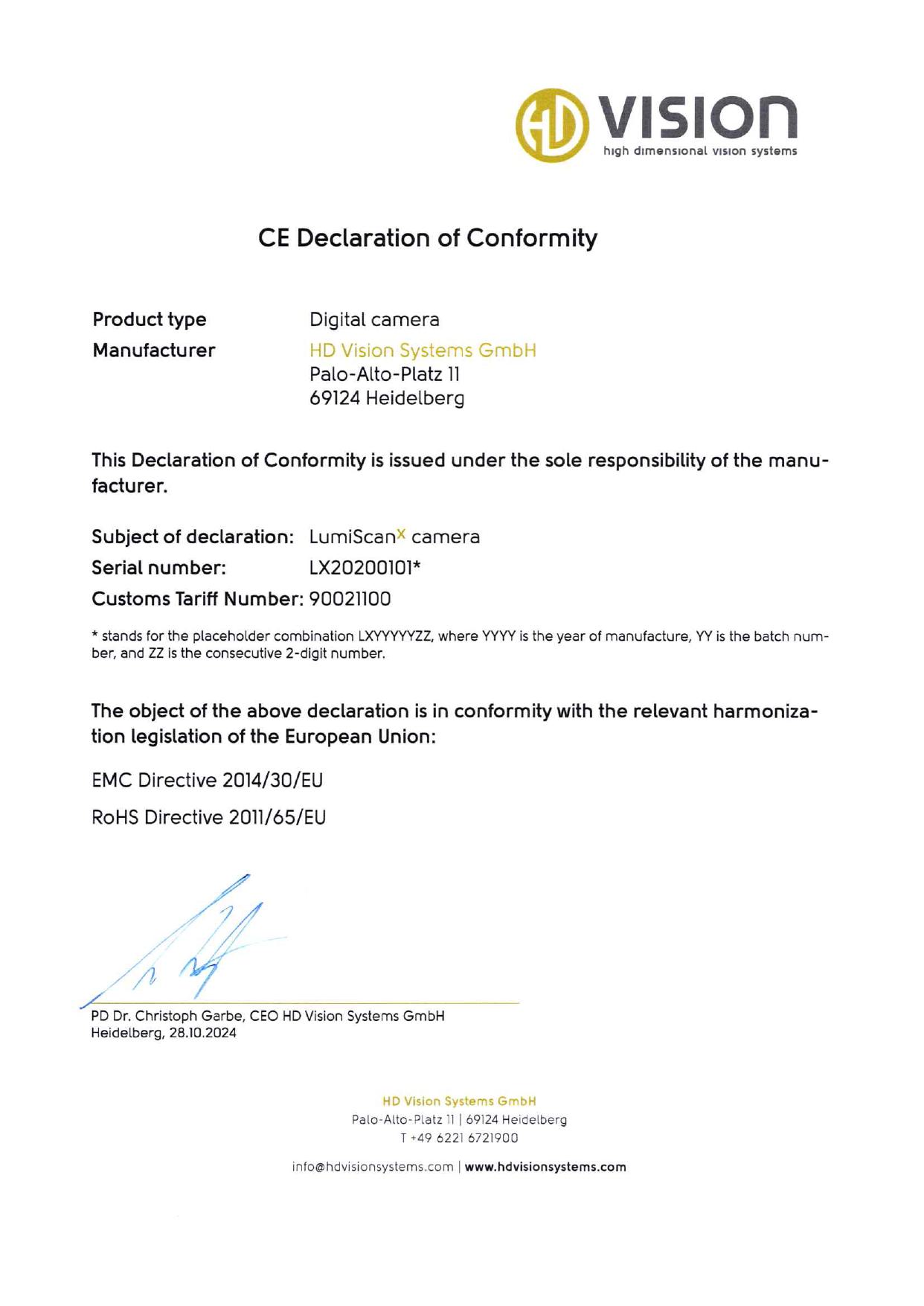 CE Declaration of Conformity