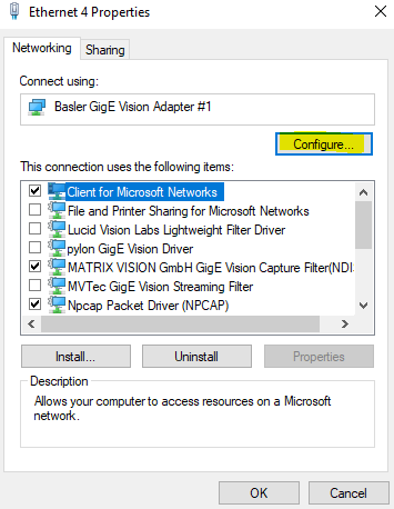 Ethernet settings: Networking