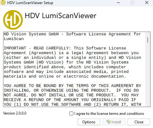 Installation dialog box